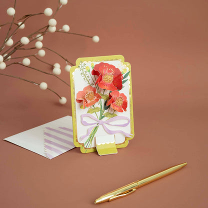 Pull-Tab Blank Card that Displays-Framed Bouquet