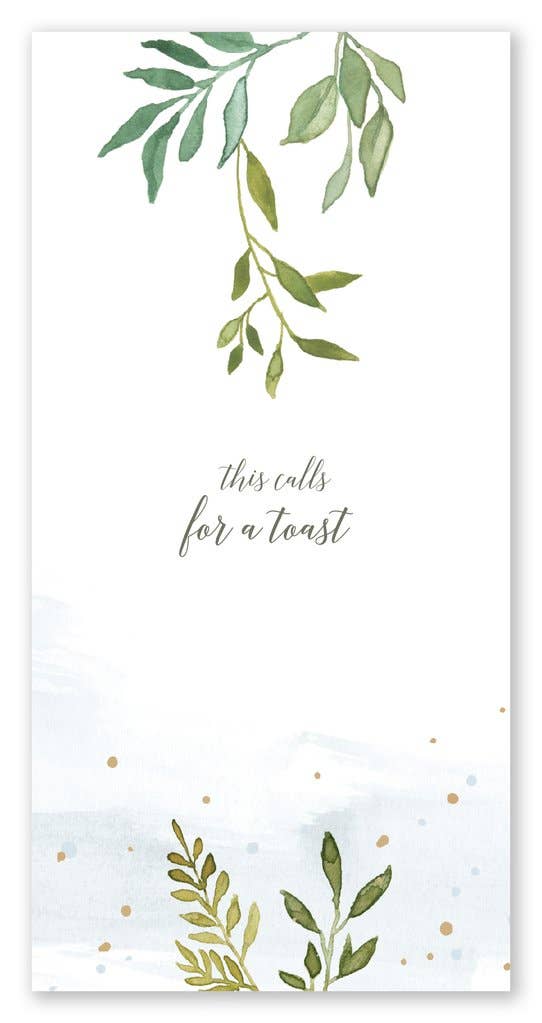 Champagne Toast Pop-Up Card with foliage design front, stationery store exclusive