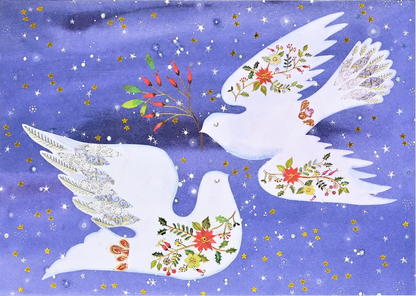 Doves In Flight Deluxe Boxed Holiday Cards