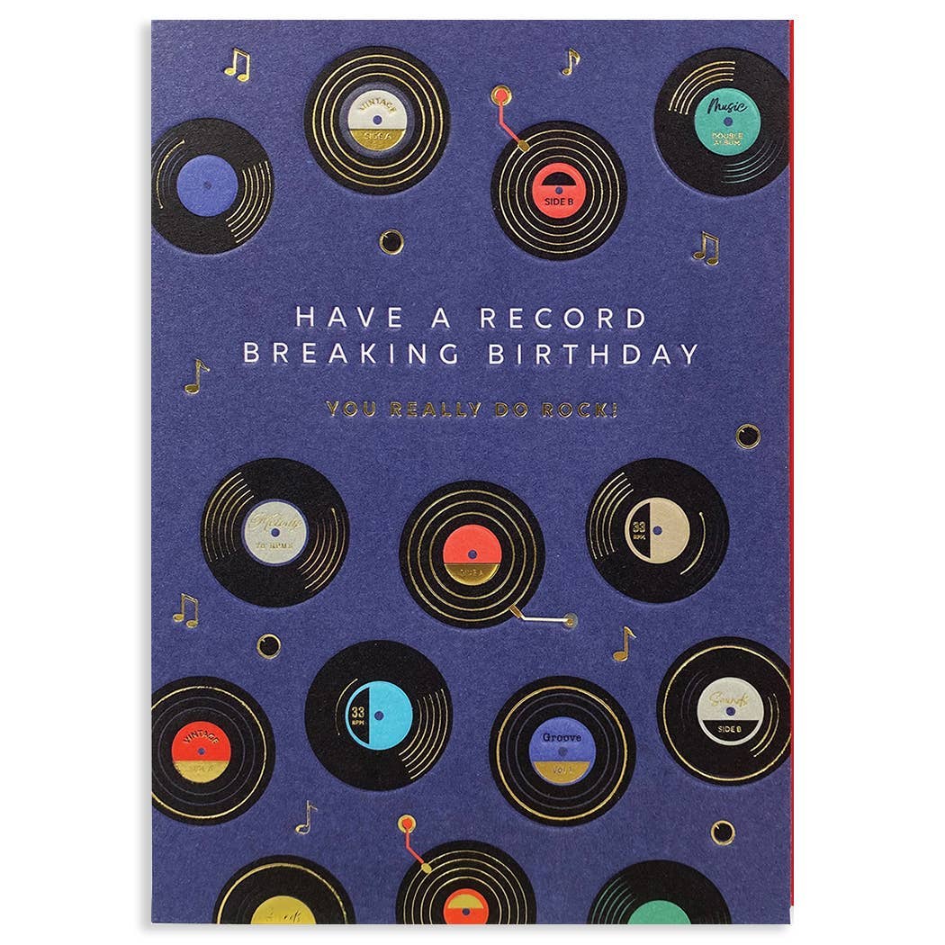 VINYL BIRTHDAY GREETING CARD 4.625 x 6.5625"