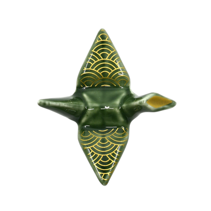 Origami Crane Porcelain Chopsticks Rest 2L Seigaiha Green (12/288)