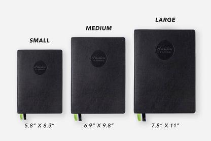 Elite Black 2025 Weekly Planner in small, medium, and large sizes from stationery store