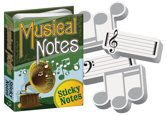 Musical Notes Sticky Notes with music-themed designs, perfect for stationery store enthusiasts and creative workspaces.