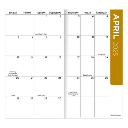 April 2025 month view of the 2025-2026 Yellow Botanical Small Monthly Pocket Planner, perfect for daily planning from a stationery store.