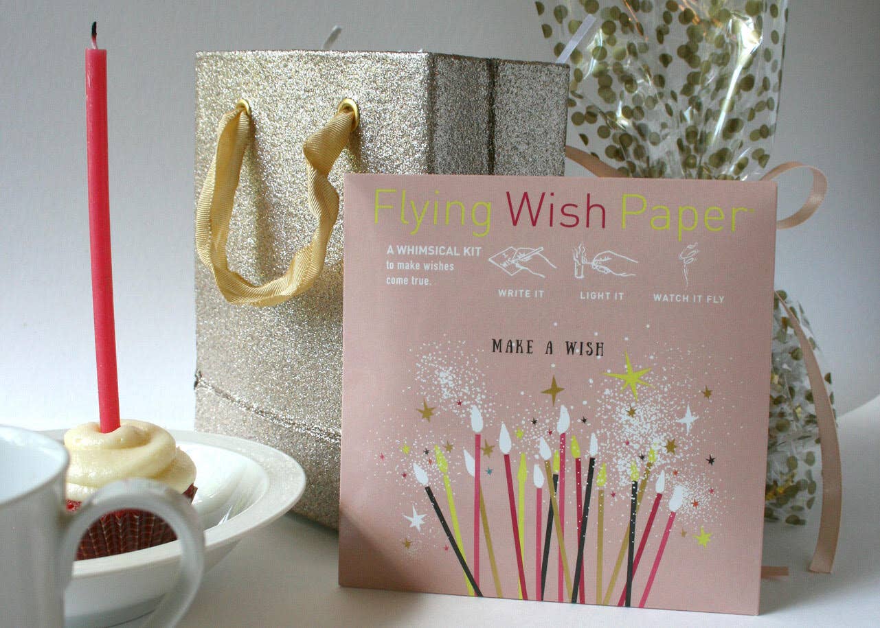 Make a Wish Birthday Mini Kit with Wishing Papers from Flying Wish Paper, available at stationery store, featuring magical wish ritual.