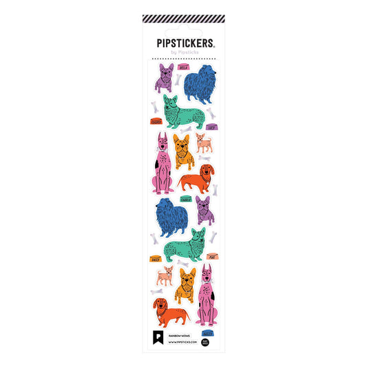 Rainbow-wows PipStickers with holographic accents featuring colorful dog designs, ideal for stationery store enthusiasts.