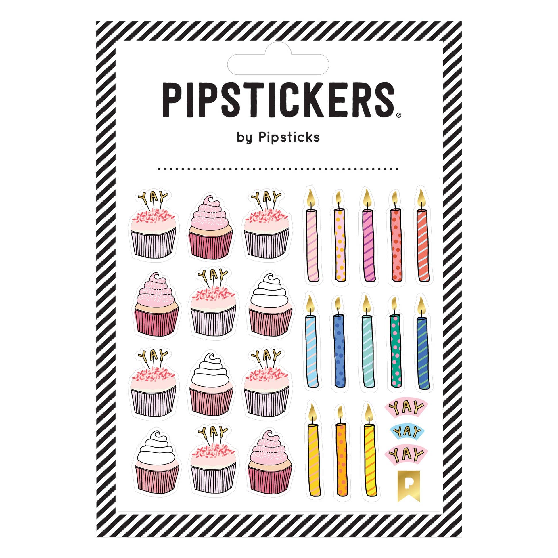 Party Cupcakes Stickers by PipSticks with gold foil accents on clear backing, available at stationery store.