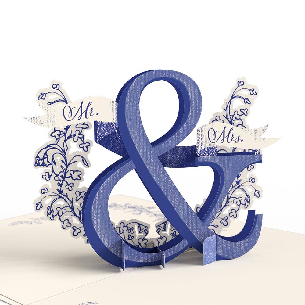 Better Together Mr & Mrs pop-up wedding card with floral design, 5x7 inches. Perfect for gifts, available at stationery store.