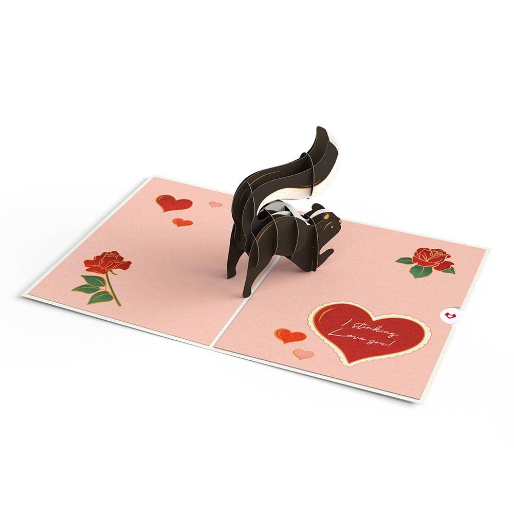 Stinking Love You Skunk Valentine 5''x7'' Card, Pop-up card