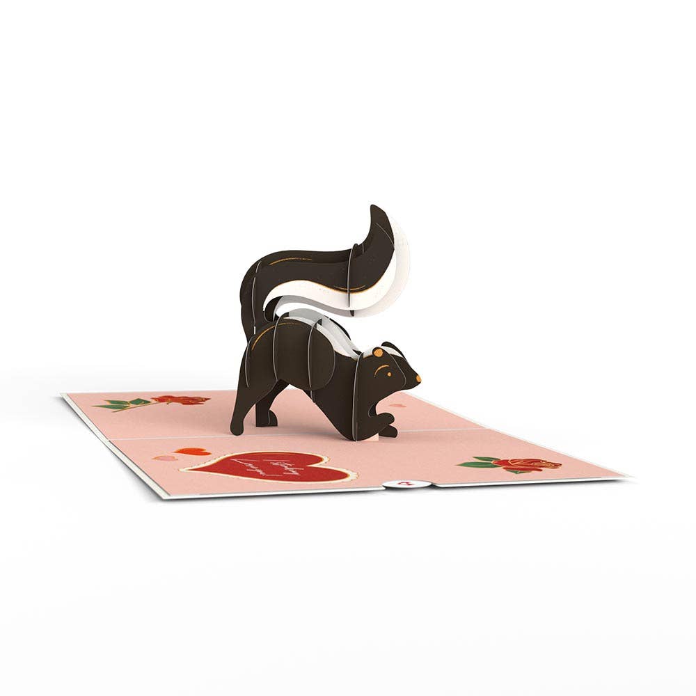 Stinking Love You Skunk Pop-up Valentine Card 5x7, cute 3D design for romantic partners, available at stationery store.