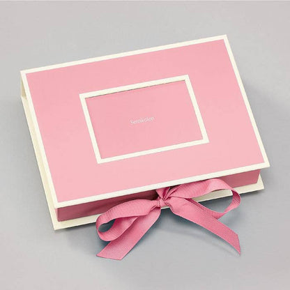 Heritage Line small photograph box with ribbon, perfect for storing photos or jewelry, available at stationery store. Size 8.1x6x1.8 in.