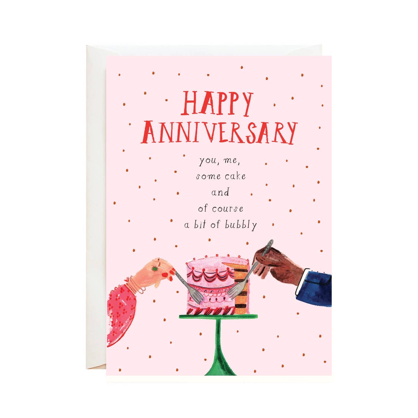 Two Forks Anniversary Greeting Card by Mr. Boddington featuring hand-drawn cake illustration, available at our NYC stationery store.