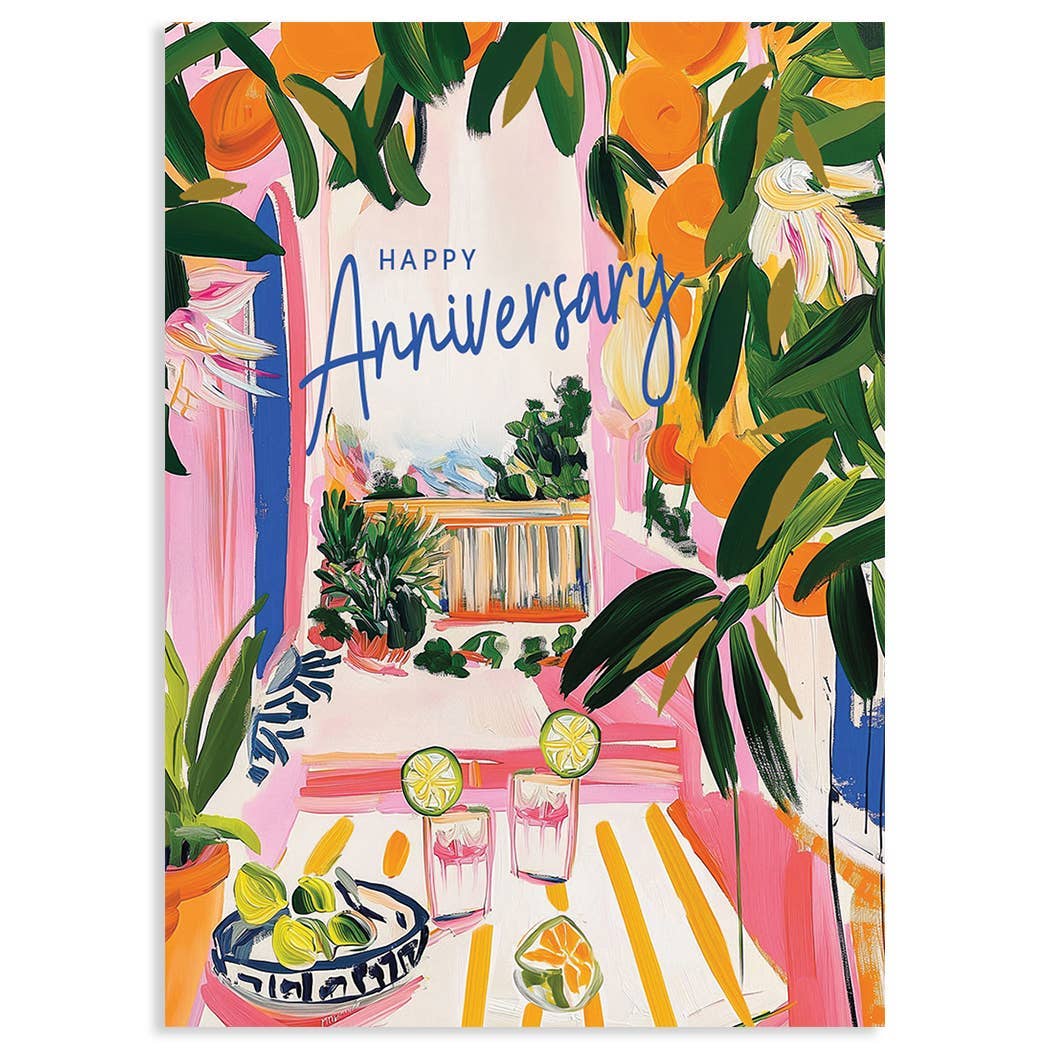 CITRUS WINDOW SCENE ANNIVERSARY GREETING CARD 4.5 x 6.25"