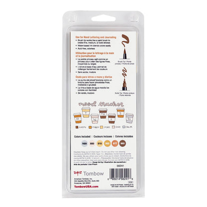 Dual Brush Pen Art Markers, Coffee Break, 6-Pack