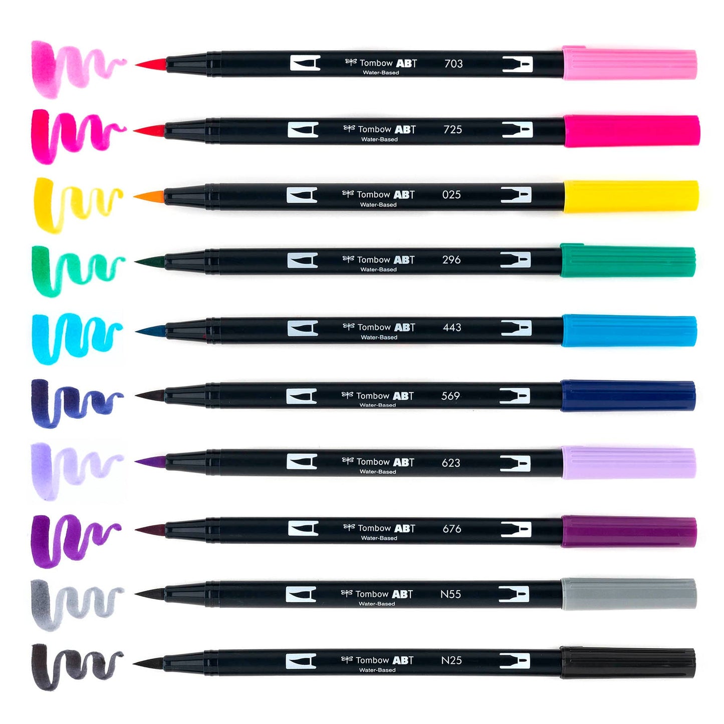 Dual Brush Pen Art Markers: Galaxy 10-Pack with updated colors, flexible brush and fine tips, ideal for artists, available at stationery stores.