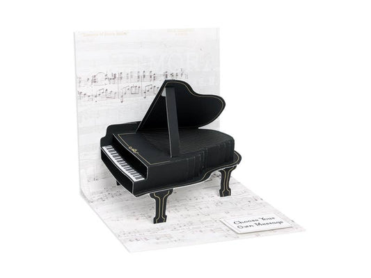 Baby Grand Piano Pop-Up Card with colorful artwork, perfect for birthdays, thank yous, and more. Available at the stationery store.