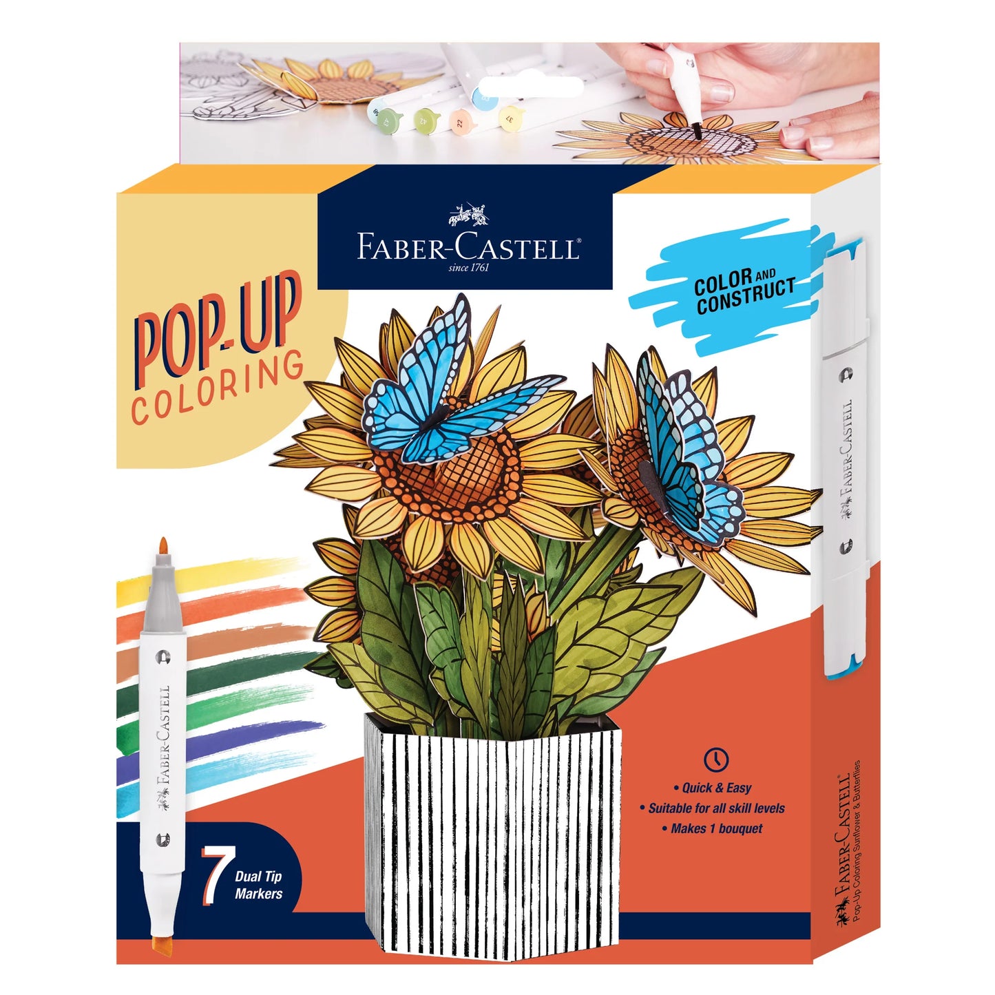 Pop Up Coloring Sunflower and Butterflies