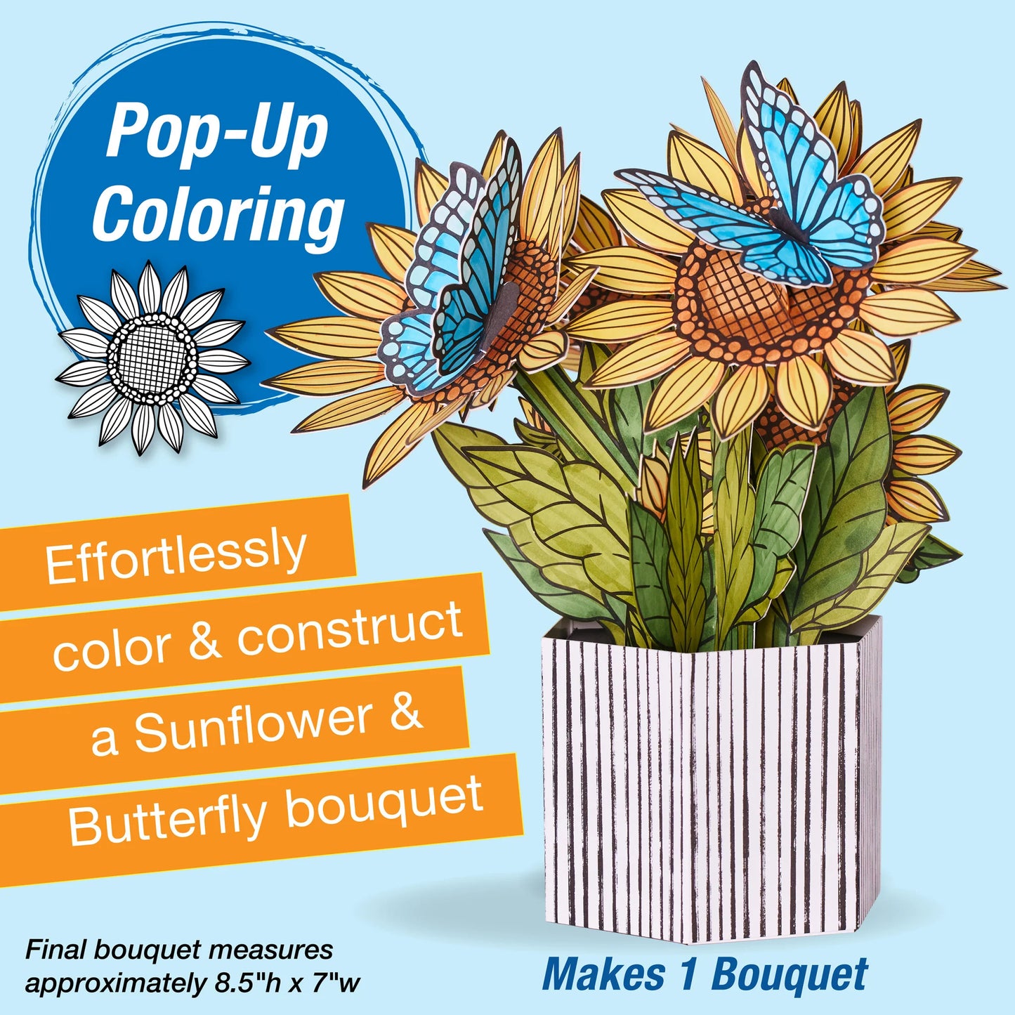 Pop Up Coloring Sunflower and Butterflies