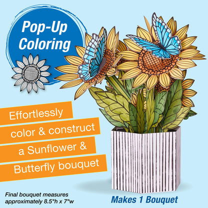 Pop Up Coloring Sunflower and Butterflies