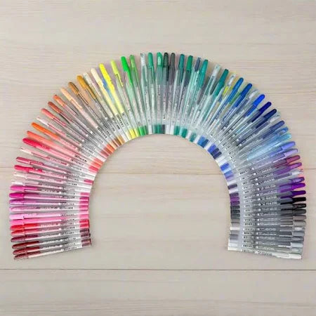 Colorful Gellyroll Open Stock pens arranged in an arc, available at Sakura stationery store