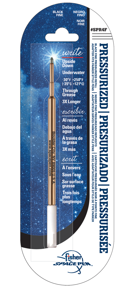 Fisher Pen Refill Black Fine, premium stationery store essentials for versatile writing, pressure-optimized for upside down and underwater use.