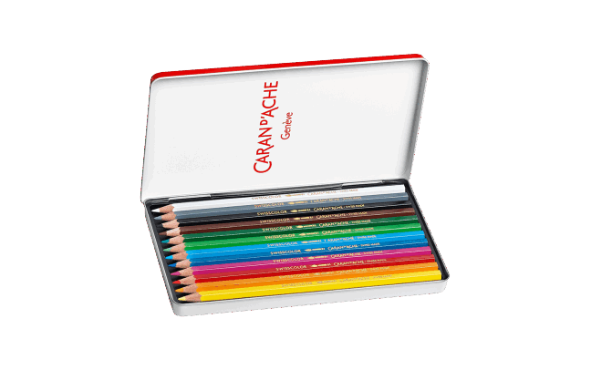 Caran d'Ache Box of 12 Colors Pencils SWISSCOLOR Water-soluble