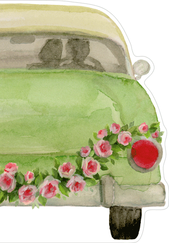 Wedding Car - Die Cut Wedding Card