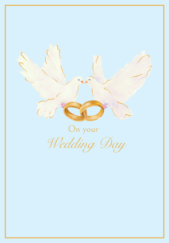 Doves and Rings Wedding Card with Foil