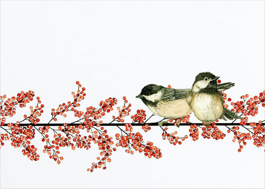 Deluxe Holiday Cards - Winterberry and Chickadees